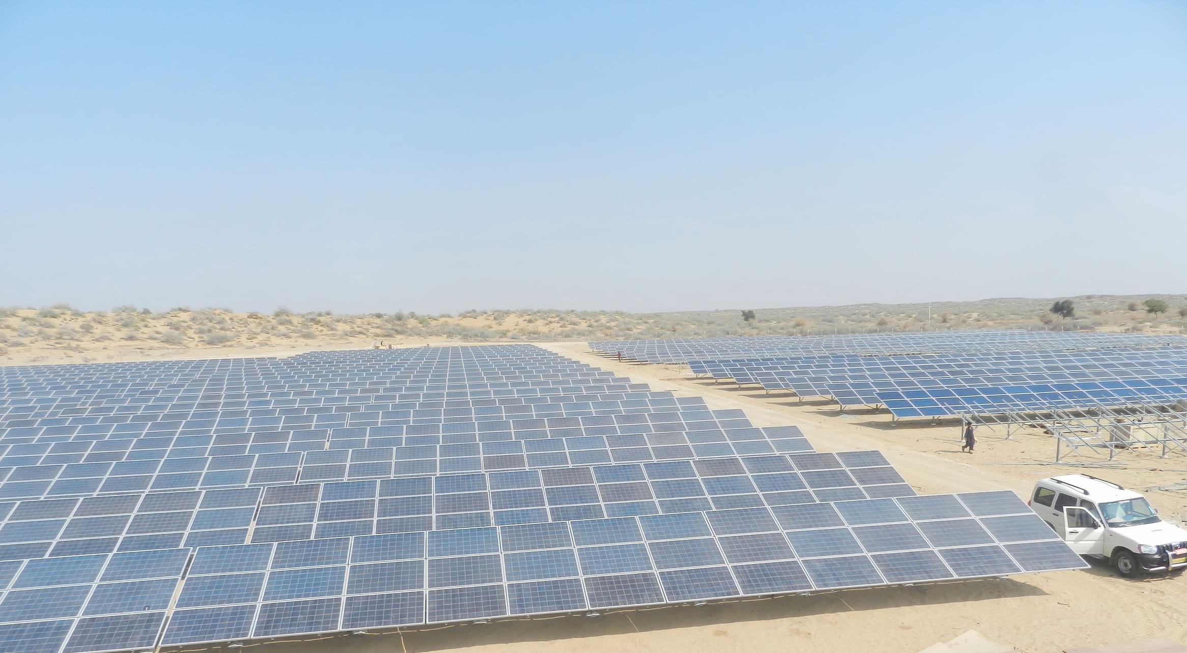 A solar farm in the desert