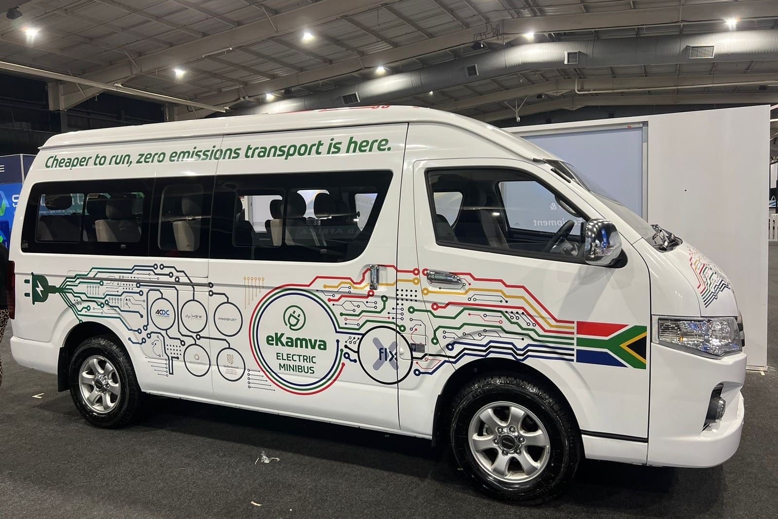 A photo of the eKamva electric minubus, South Africa's first.
