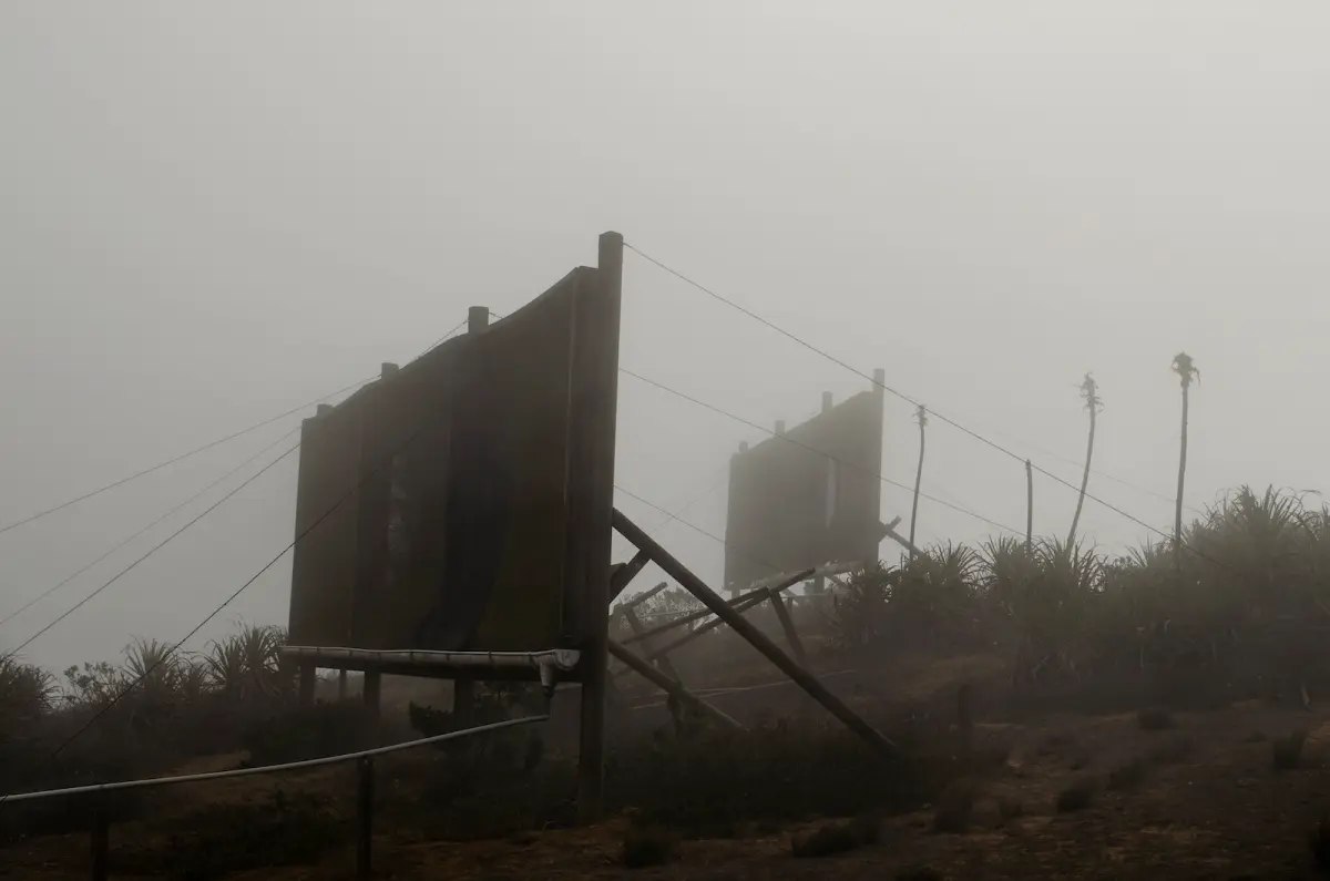 An image of fog farming, a technology that helps beat droughts.