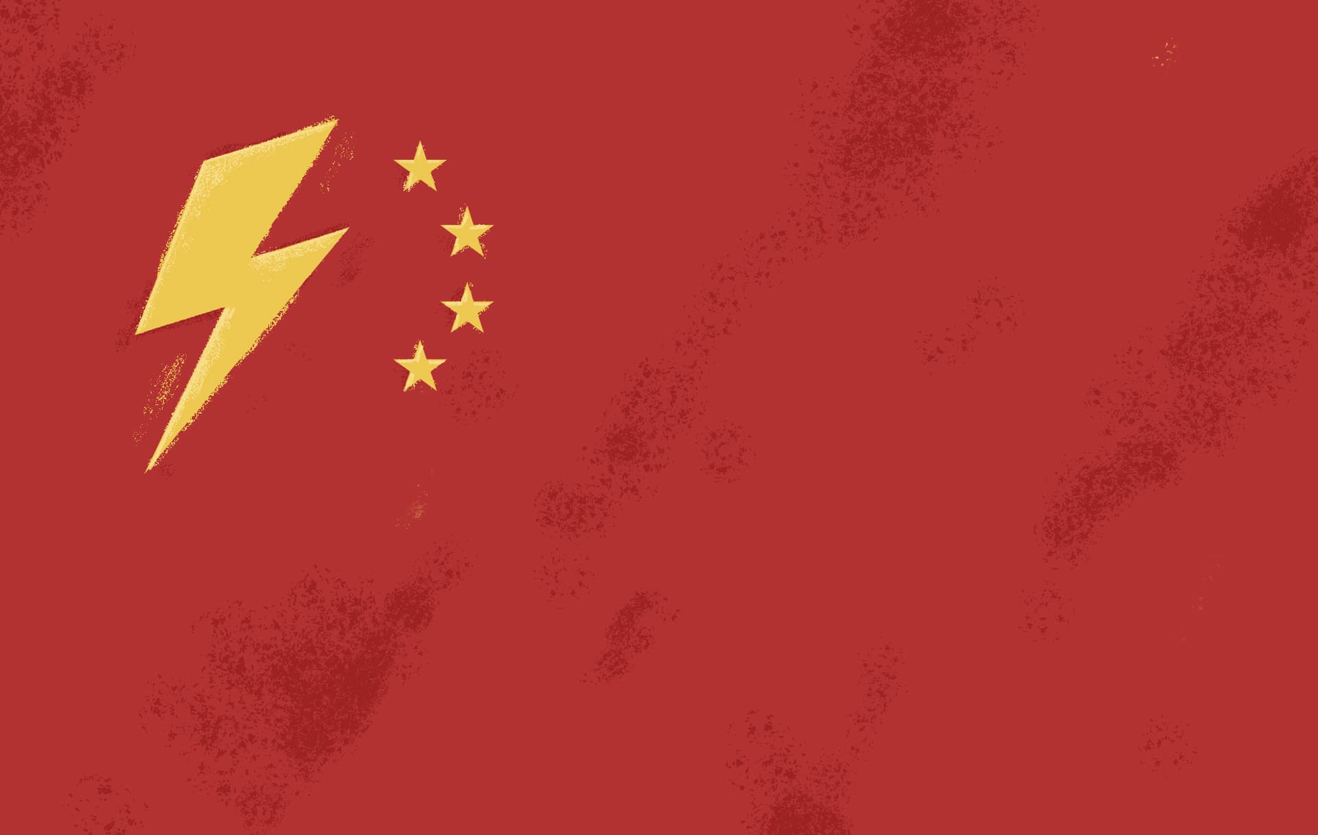 A graphic showing the flag of China with an electricity bolt to depict the country's success in electrification, EVs and renewable energy.