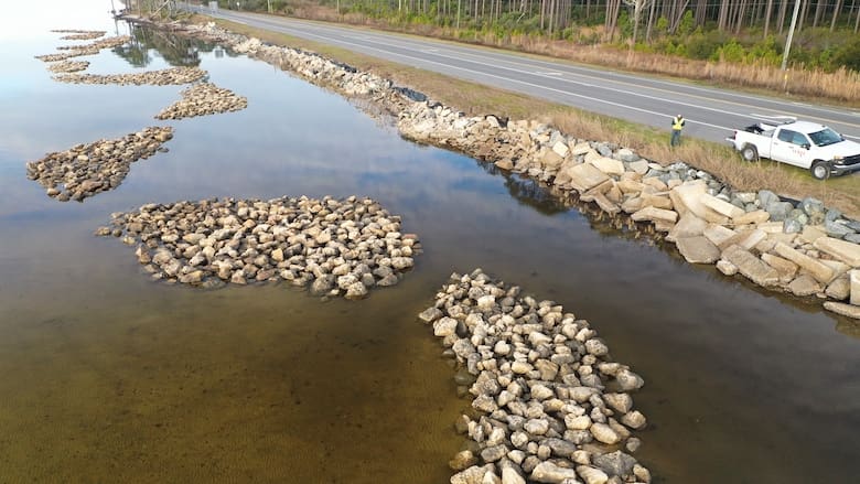 How this 'living shoreline' project is bolstering climate resilience 4 A photo of the living shorelines project.